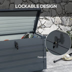 78 Gallon Galvanized Steel Deck Box with Wheels and Handles, Dark Grey