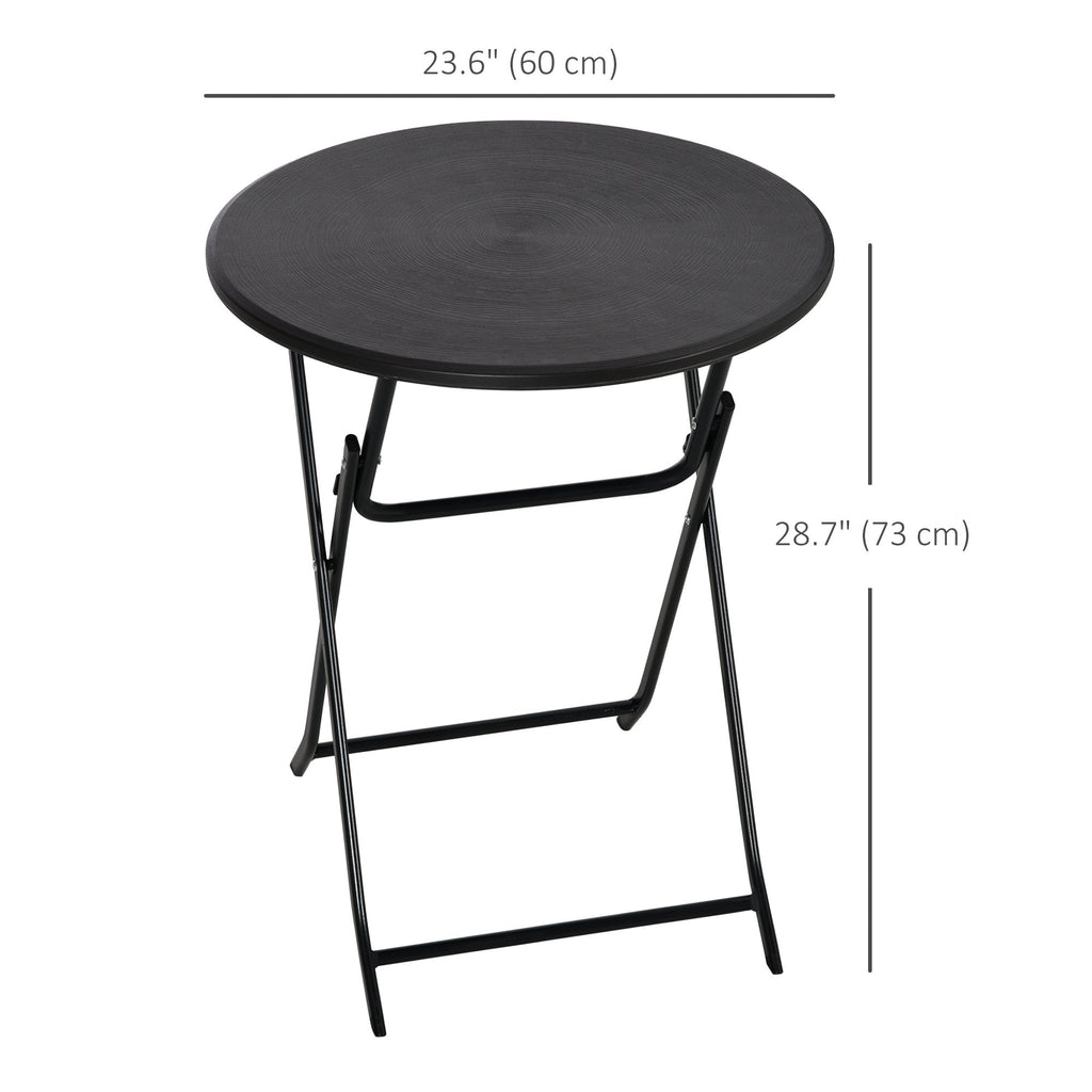 23.6" Folding Outdoor Coffee Table with HDPE Top, Dark Grey
