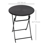 23.6" Folding Outdoor Coffee Table with HDPE Top, Dark Grey