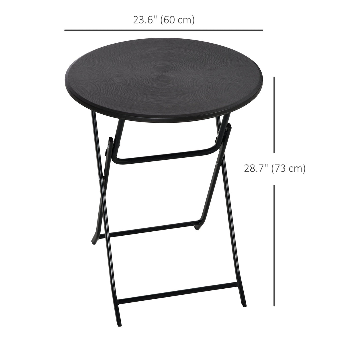23.6" Folding Outdoor Coffee Table with HDPE Top, Dark Grey
