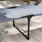 2-Piece Outdoor Lounge Chairs with Sunshade and Pillow, Gray