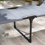 2-Piece Outdoor Lounge Chairs with Sunshade and Pillow, Gray