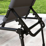 2-Piece Outdoor Lounge Chairs with Sunshade and Pillow, Gray