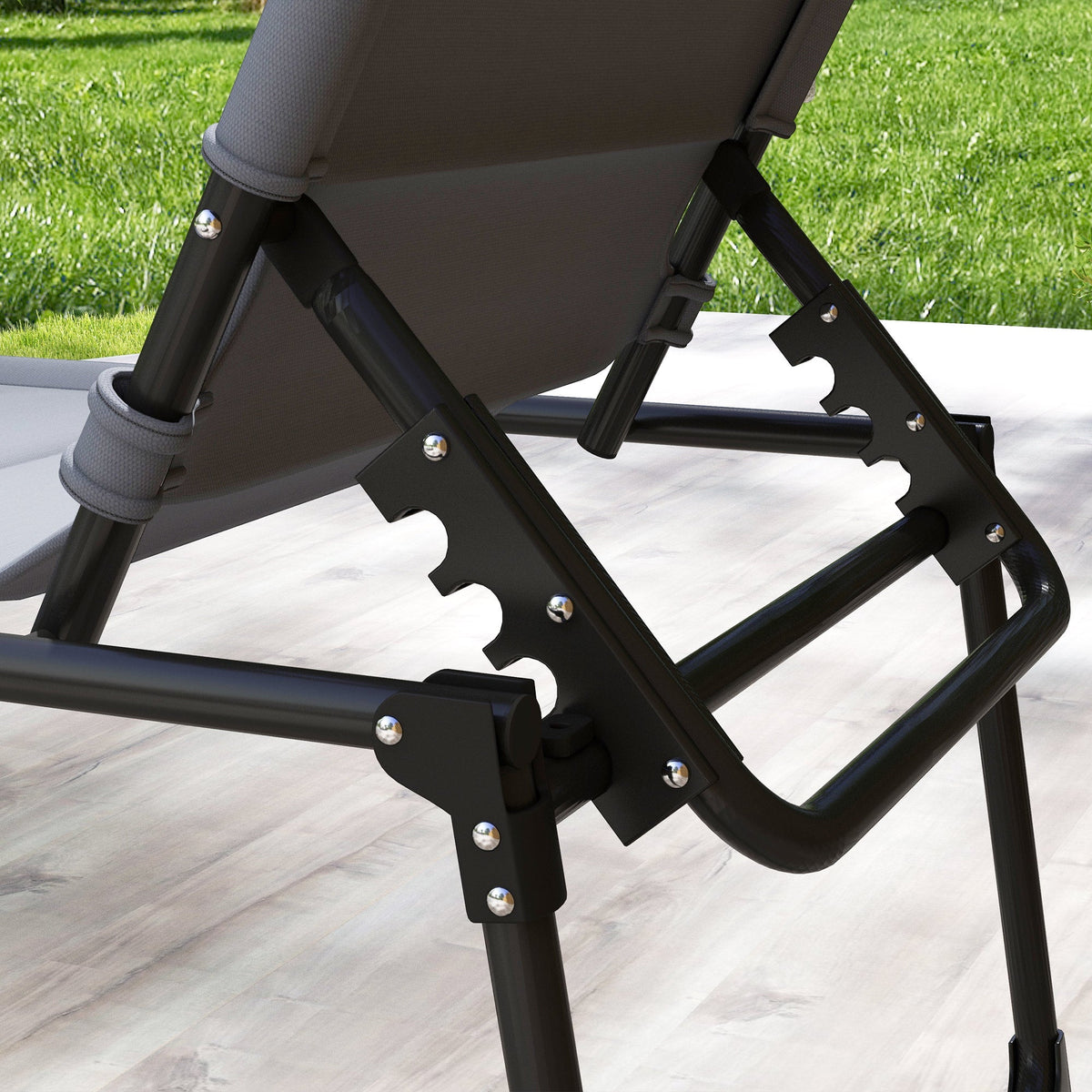 2-Piece Outdoor Lounge Chairs with Sunshade and Pillow, Gray