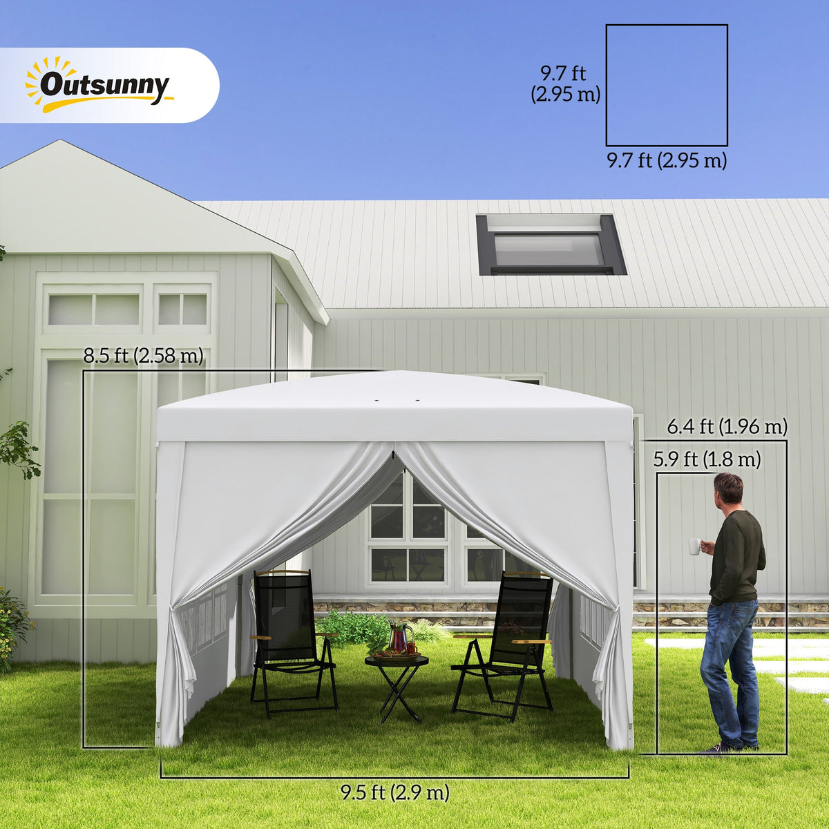 10' x 10' Outdoor Pop Up Party Tent Gazebo with Carrying Bag, White