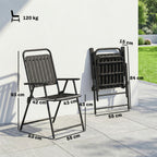 Set of 4 Folding Garden Chairs with Armrests and Slatted Seat, Black