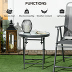 18" Outdoor Round Folding Table with Tempered Glass Top, White