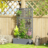 35" x 16" x 70" Raised Garden Bed with Trellis and Privacy Screen, Grey Wood Effect