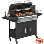 2+1 Burner Hybrid Dual Fuel BBQ Grill with Cabinet, Black