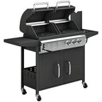 2+1 Burner Hybrid Dual Fuel BBQ Grill with Cabinet, Black