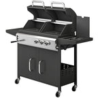 2+1 Burner Hybrid Dual Fuel BBQ Grill with Cabinet, Black