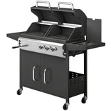 2+1 Burner Hybrid Dual Fuel BBQ Grill with Cabinet, Black