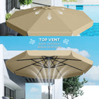 10ft Patio Umbrella with Push Button Tilt and Crank, Khaki