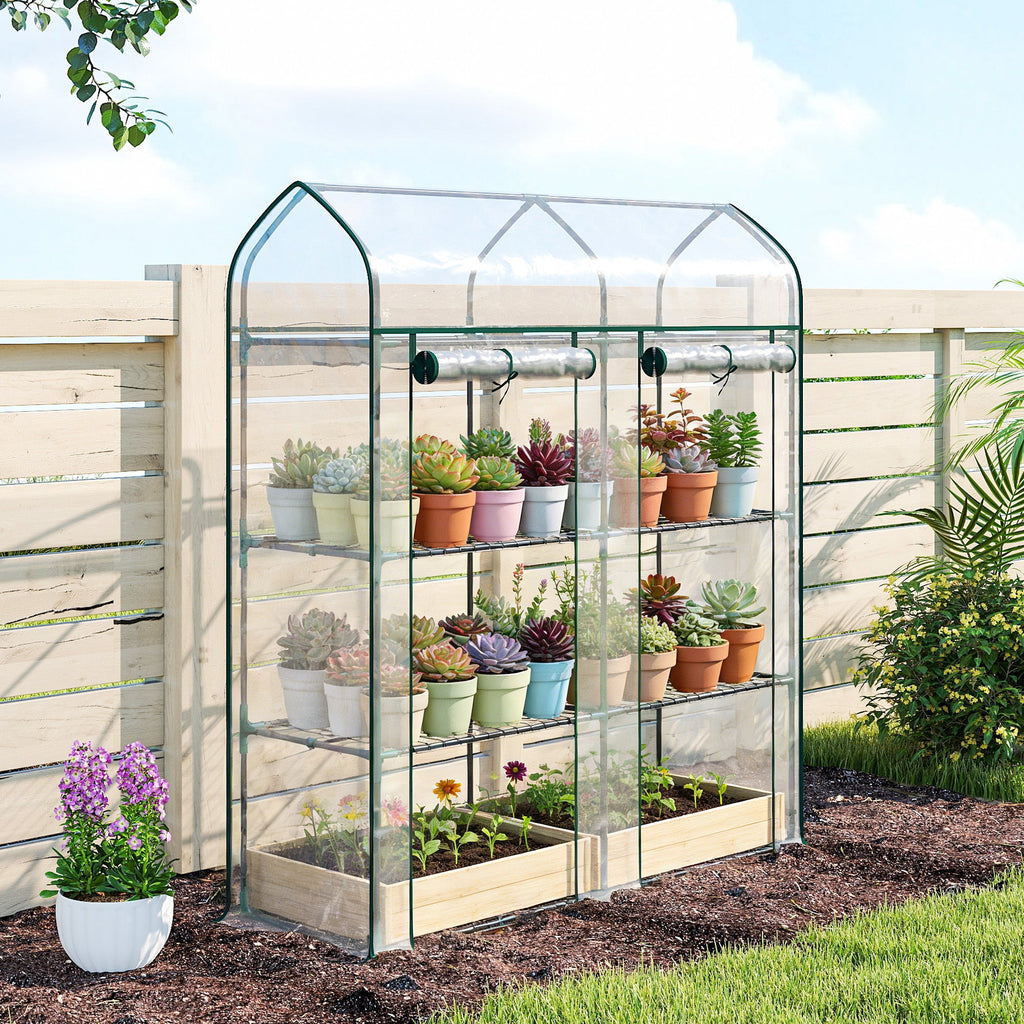 3-Tier Mini Greenhouse, 56.3" x 18.1" x 65", Clear