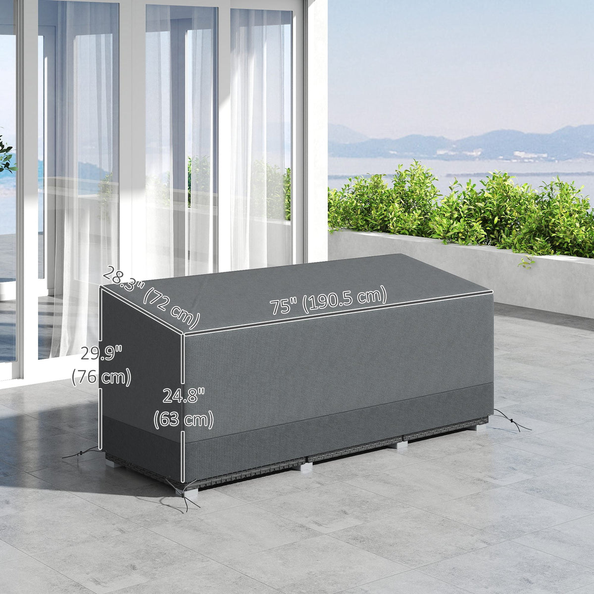 75" x 28.3" x 29.9" Waterproof Patio Sofa Cover, Grey