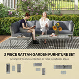 4-Seater L-Shaped Rattan Corner Sofa Set with Acacia Wood Coffee Table, Grey