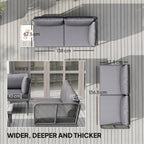 4-Seater L-Shaped Rattan Corner Sofa Set with Acacia Wood Coffee Table, Grey