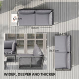 4-Seater L-Shaped Rattan Corner Sofa Set with Acacia Wood Coffee Table, Grey