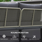 4-Seater L-Shaped Rattan Corner Sofa Set with Acacia Wood Coffee Table, Grey