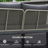 4-Seater L-Shaped Rattan Corner Sofa Set with Acacia Wood Coffee Table, Grey