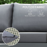 4-Seater L-Shaped Rattan Corner Sofa Set with Acacia Wood Coffee Table, Grey