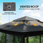 3 x 3 m Pop Up Gazebo with Double Roof, Netting & Carry Bag, Black