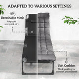Set of 2 Folding Lounge Chairs, 75 cm Wide with Cushion and Side Pocket, Dark Grey