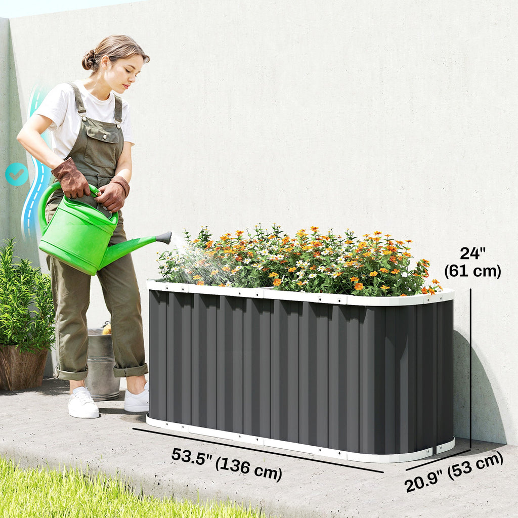 5' x 2' x 2' Galvanized Raised Garden Bed with Gloves, Dark Grey