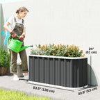 5' x 2' x 2' Galvanized Raised Garden Bed with Gloves, Dark Grey