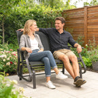 2-Person Patio Glider Chair with Mesh Seat and Backrest, Black