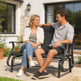 2-Person Patio Glider Chair with Mesh Seat and Backrest, Black