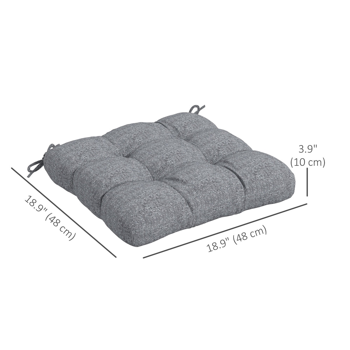 4-Piece Patio Chair Cushions Set with Ties, 19" x 19" x 4"