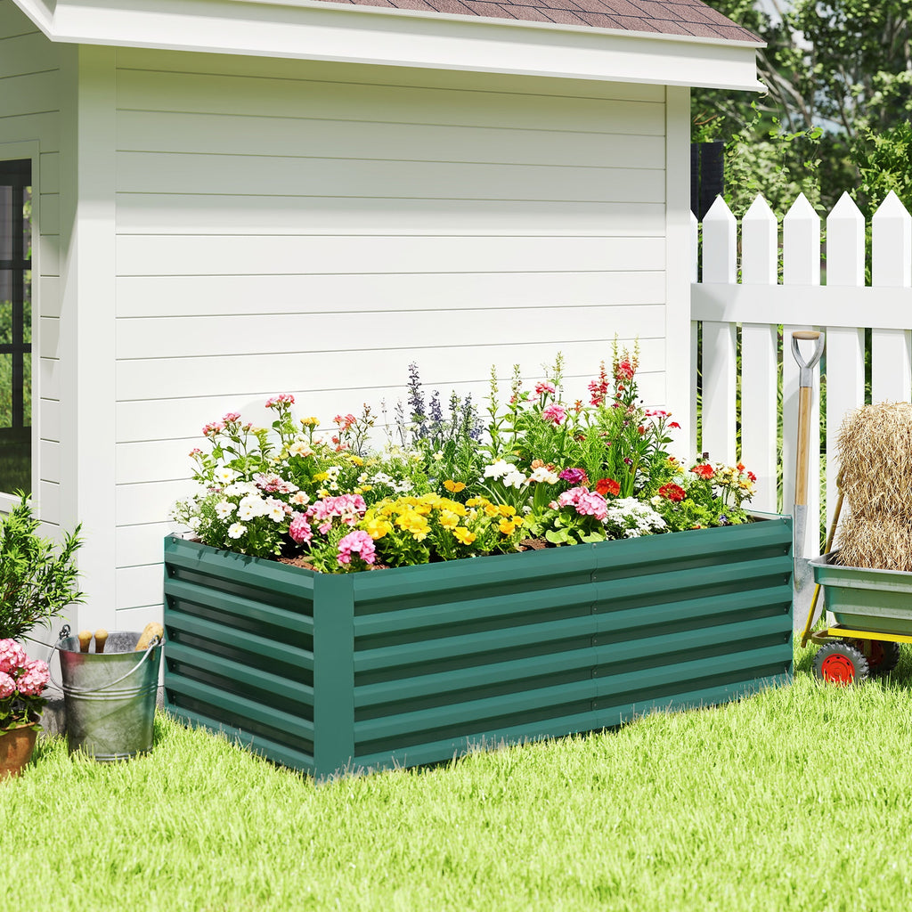 6' x 3' x 2' Galvanized Raised Garden Bed for Vegetables, Dark Green