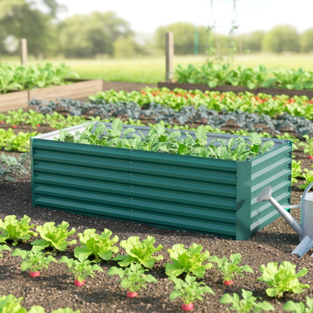6' x 3' x 2' Galvanized Raised Garden Bed for Vegetables, Dark Green