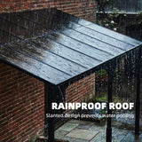 4 x 3 m Metal Lean-to Pergola with Polycarbonate Roof, Brown