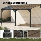 13' x 10' Lean-to Gazebo with Polycarbonate Roof, Brown