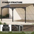 4 x 3 m Metal Lean-to Pergola with Polycarbonate Roof, Brown