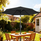 2 m Garden Parasol with Crank Handle, Tilt Function & UV30+, Black