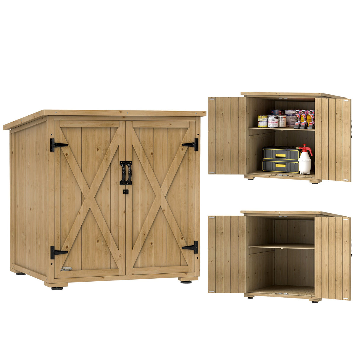 Wood Garden Shed with Adjustable Shelf and Double Doors