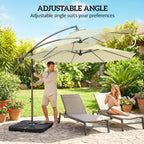 3 m Cantilever Parasol with Weights, Cover & Cross Base, Sand