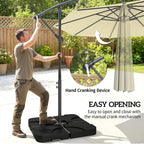 3 m Cantilever Parasol with Weights, Cover & Cross Base, Sand