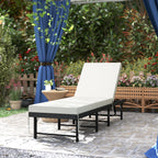Folding Rattan Sun Lounger with Cushion and 6-Level Backrest, Black