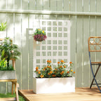 24" x 9" x 44.5" Raised Garden Bed with Trellis and Drainage, White