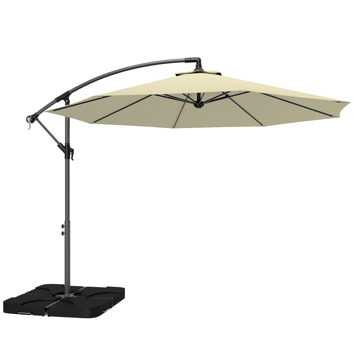 3 m Cantilever Parasol with Weights, Cover & Cross Base, Sand
