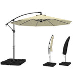 3 m Cantilever Parasol with Weights, Cover & Cross Base, Sand