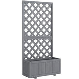 Wood Planter with Trellis and Drainage Holes, Grey