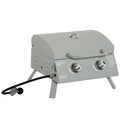 2 Burner Portable Propane Gas Grill with Foldable Legs, Silver