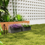 2 Pack 20" Railing Planter Boxes with Hooks and Drainage, Grey