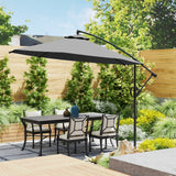 118.1" Offset Patio Umbrella with Cover, Tilt and Wind Strap, Grey