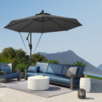 118.1" Offset Patio Umbrella with Cover, Tilt and Wind Strap, Grey